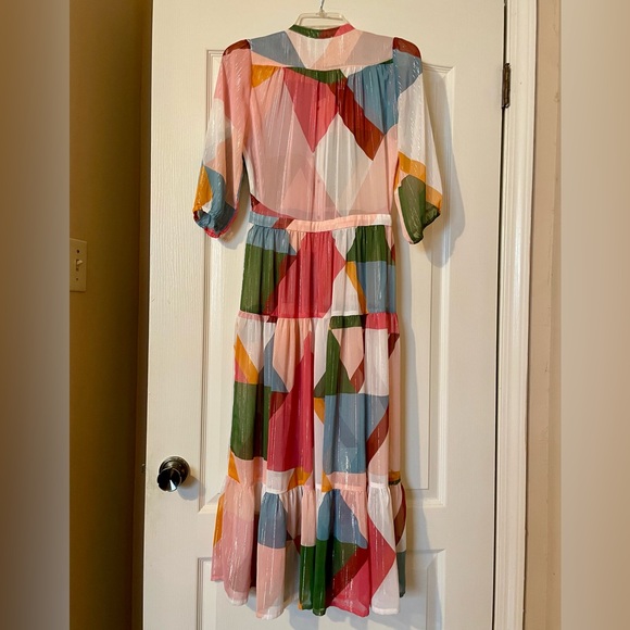 SUNCOO Paris Celina Multicolor Geometric Print Sheer Dress Size TO (XS) *READ - Picture 6 of 9